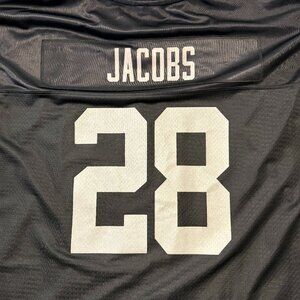 NFL Pro Line Raiders Josh Jacobs #28 Jersey Black Silver Mens Size 4XLT Big Tall